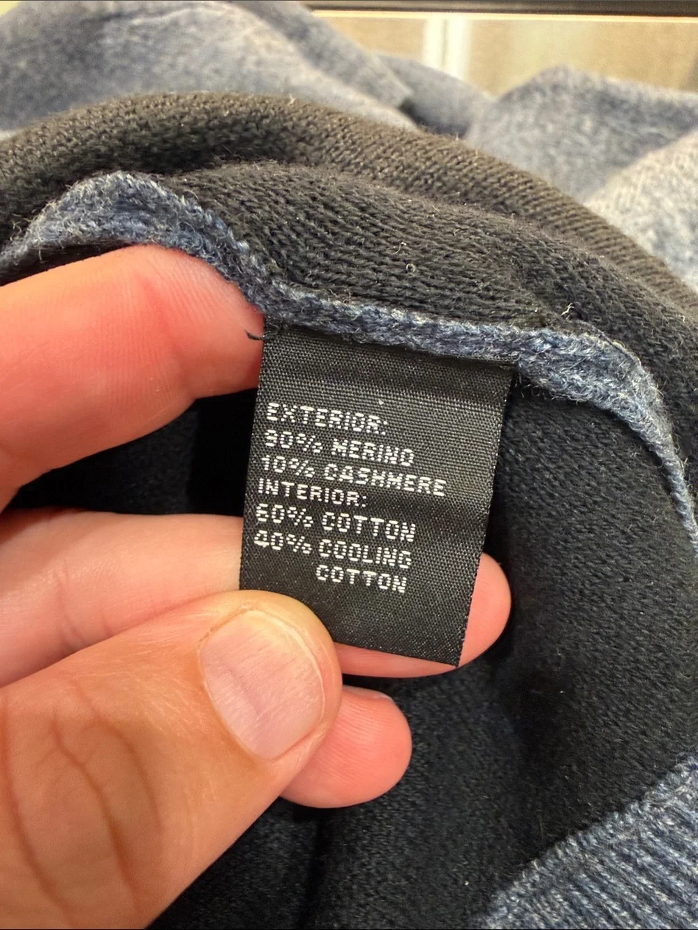 Mack Weldon Tech Cashmere Blue Crew Neck Sweater Sz L EUC